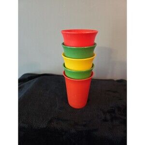 Set Of 5 - Tupperware Kids Juice Cups 7 Oz Stacking Bell 109